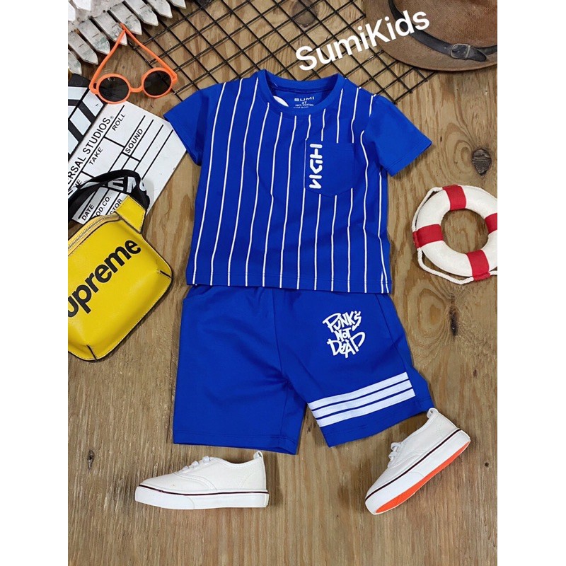Sumikid chào bộ thun in sọc cho bé trai