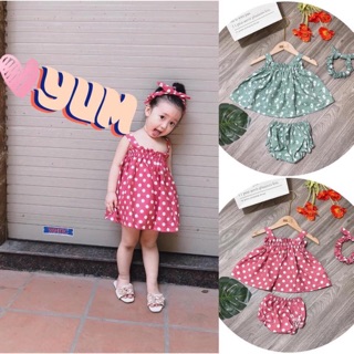 Bộ bé gái 2 dây đũi hoa( kèm tuban)