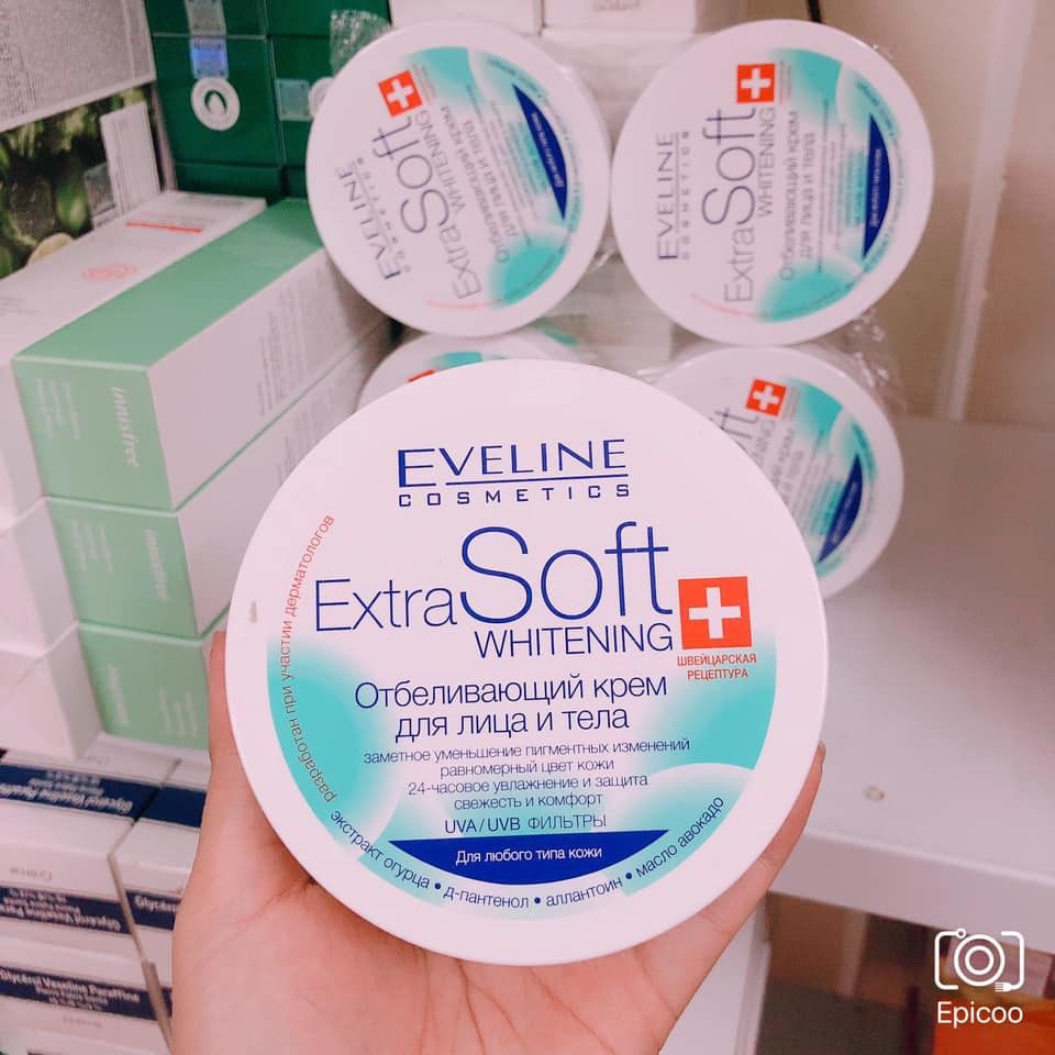 Kem Dưỡng Trắng Da Mặt Và Body EVELINE Extra Soft Whitening Face and Body Cream - myphamchinhhangladycare