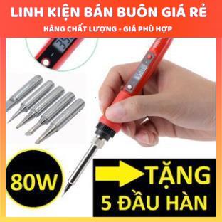 Mỏ hàn thiếc cao cấp (có LCD hiển thị và điều chỉnh nhiệt độ) cao cấp (Có thể là tay hàn màu đen hoặc đỏ)