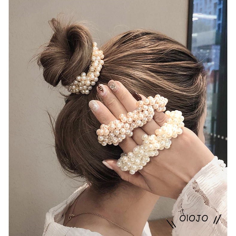 Dây Cột Tóc Đính Ngọc Trai Kiểu Hàn Quốc Xinh Xắn Cho Nữ