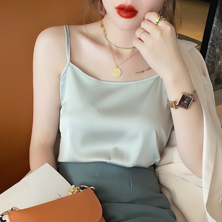 Áo hai dây form rộng vải lụa thời trang quyến rũ cho nữ