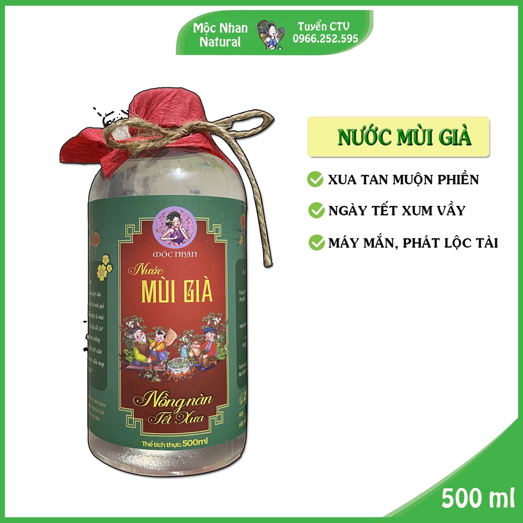 Nước mùi già Tết Mộc Nhan Natural 500 ml, năm mới may mắn, phát tài phát lộc