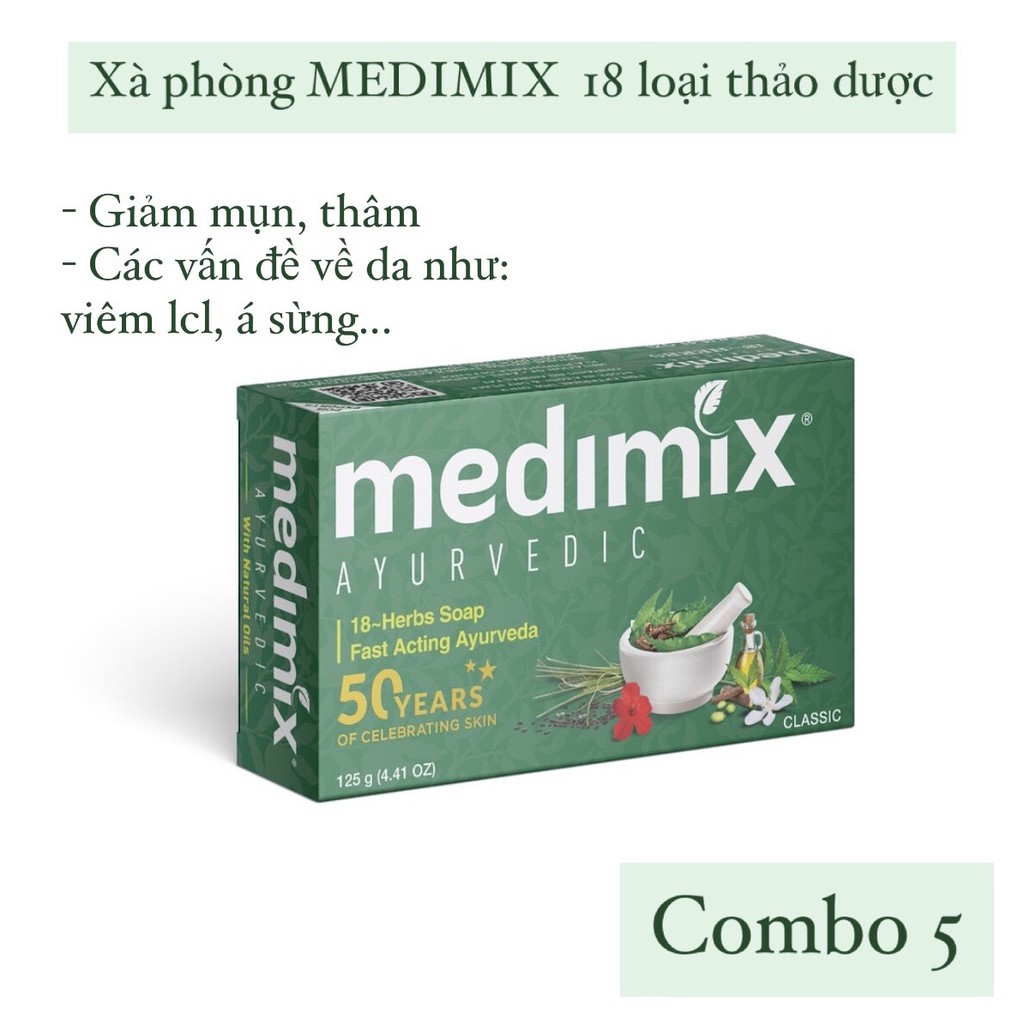 [COMBO TIẾT KIỆM] COMBO 5 XÀ PHÒNG MEDIMIX 18 HERBS 125G TẶNG 1 LƯỚI TẠO BỌT | BigBuy360 - bigbuy360.vn