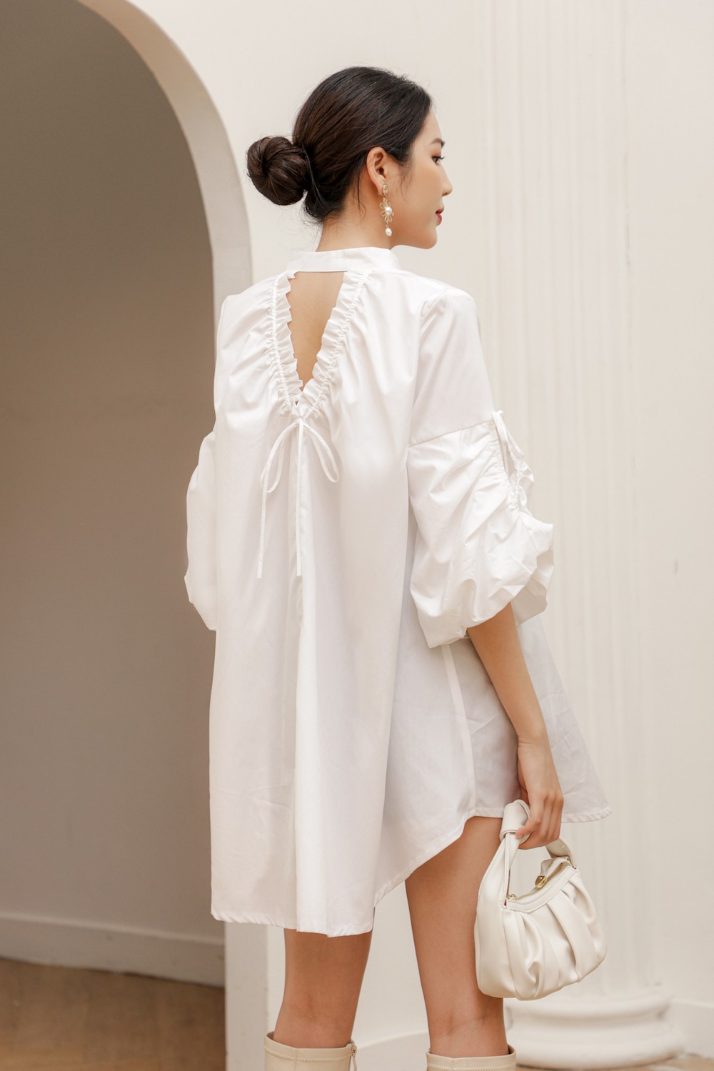 XIPI - Đầm Sơ Mi Trắng Nơ Sau - Freesize | BigBuy360 - bigbuy360.vn