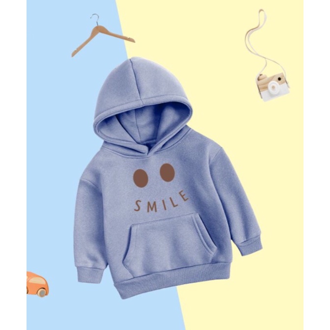 Áo nỉ mũ cho bé từ 9 đên 33kg smile dáng rộng chất nỉ bông siêu cute