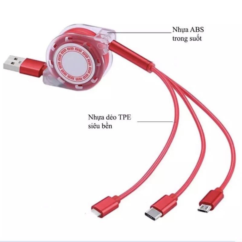 Dây cáp sạc rút đa năng ,typeC,MicroUSB
