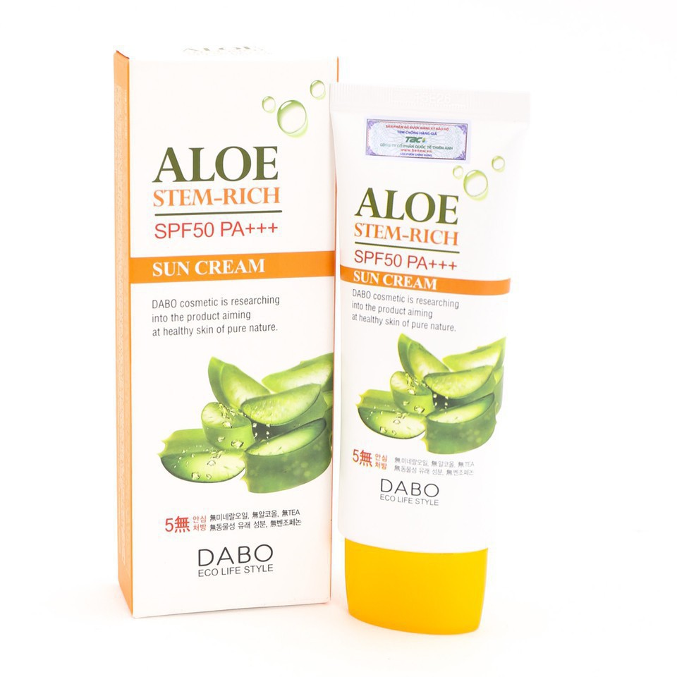 Kem chống nắng dưỡng da Lô Hội cao cấp nhập khẩu Hàn Quốc Dabo Aloe Stem Rich 70ml