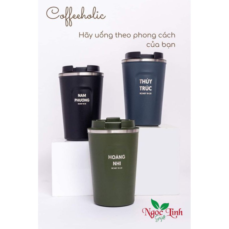 Cốc giữ nhiệt Coffee Holic 510ml chống tràn, ly giữ đá, ly nước, cốc đựng nước, 8 tiếng không tan hết đá