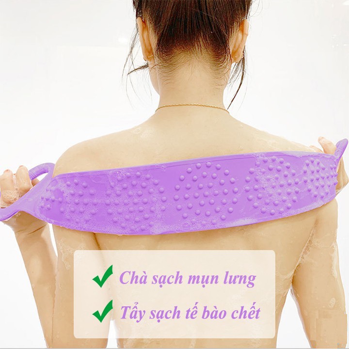 Dây đai chà cọ lưng 2 mặt bằng Silicon - Tẩy da chết và massage lưng khi tắm