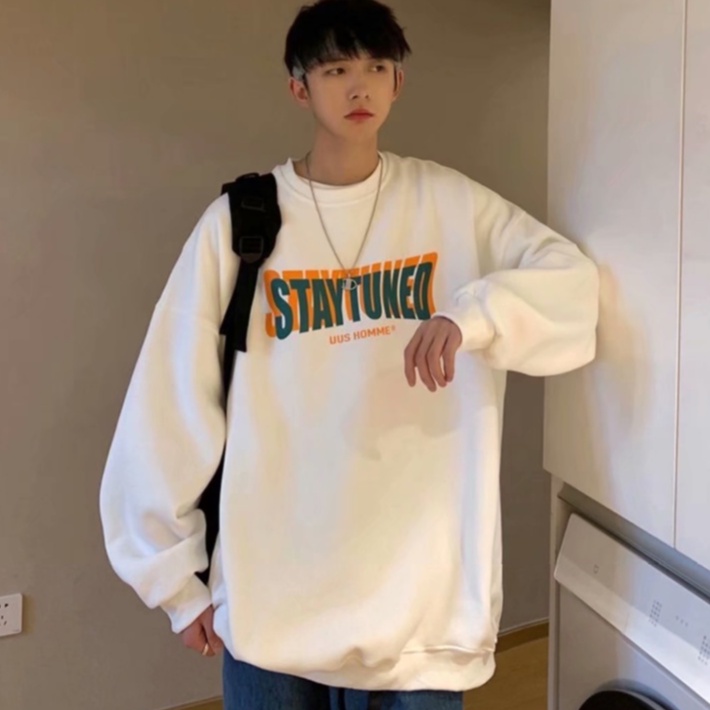 Áo Sweater Cổ Tròn Dáng Rộng In Họa Tiết Đơn Giản Thời Trang Thu Đông Mới Cho Nam