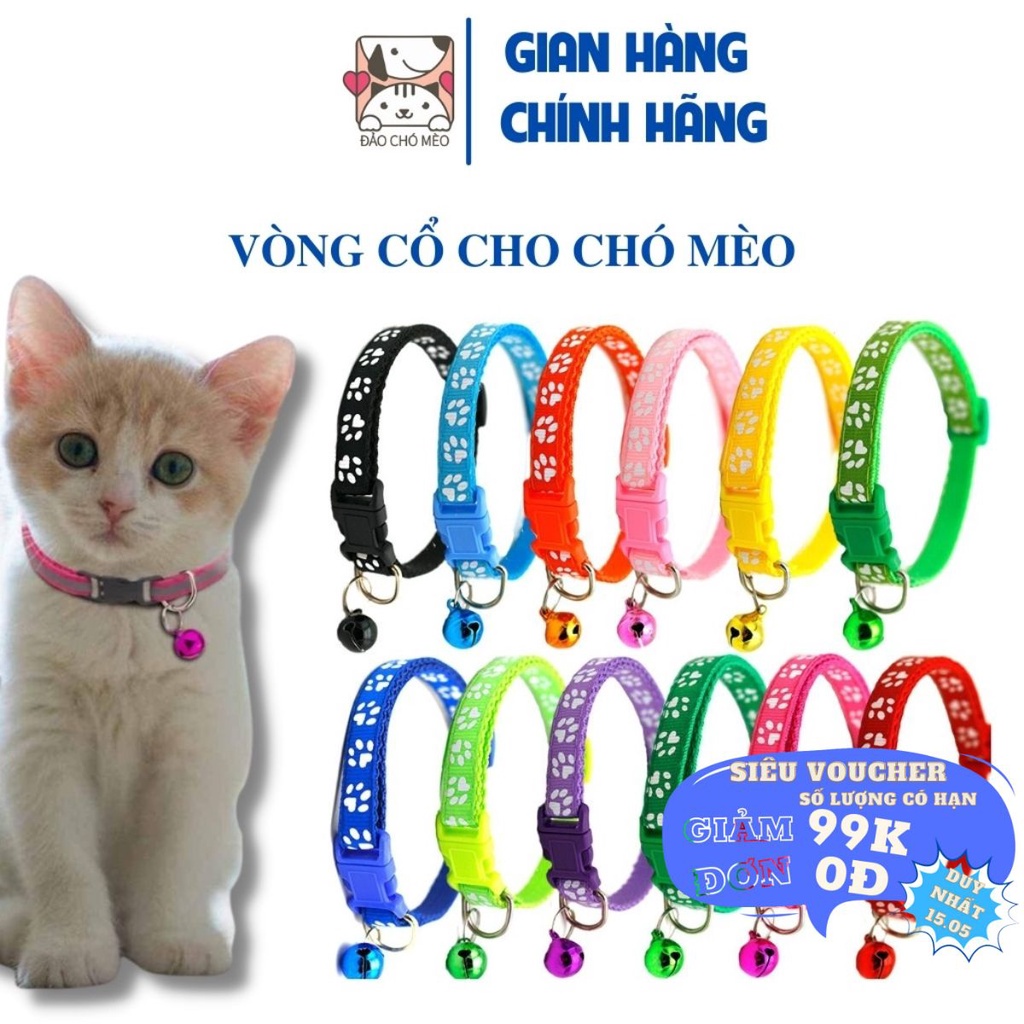 Vòng cổ chó mèo loại đẹp có chuông - Đảo Chó Mèo