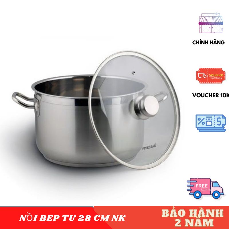 Nồi 3 đáy fivestar 28cm nắp kính