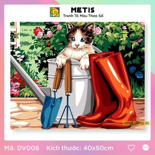 Tranh tô màu số hoá METIS Tranh Động Vật Mèo Con DV006 - Hàng Chính Hãng