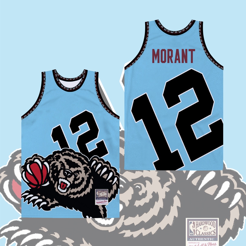 Áo Bóng Rổ Màu Trắng Xanh Navy Số 12 Ja Morant Cá Tính Cho Nam