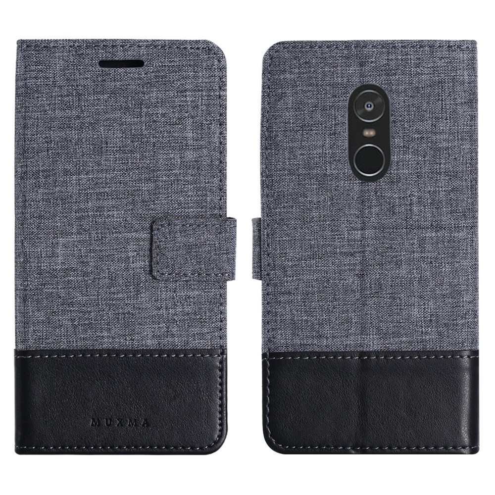 Bao da điện thoại bề mặt denim kiểu ví có giá đỡ cho Redmi Note 4/4X