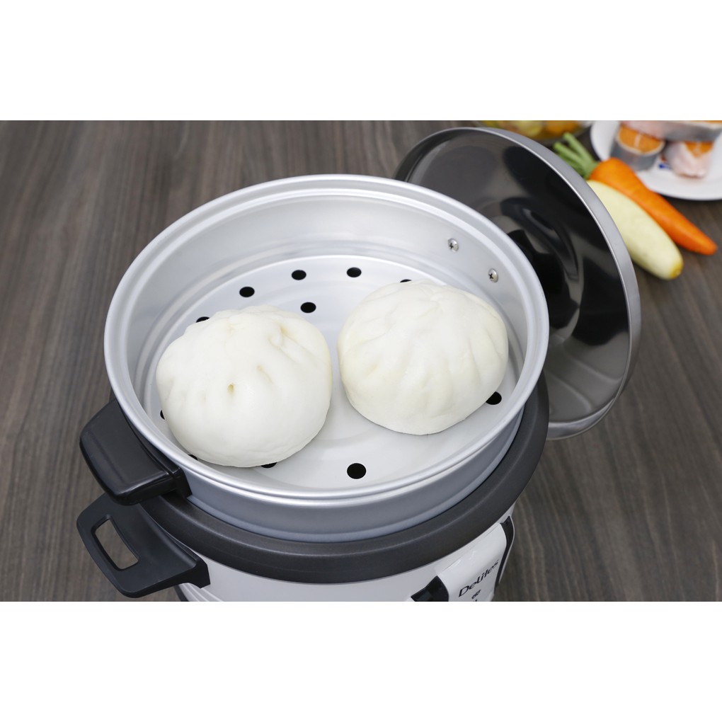 Nồi cơm điện Delites NCR1502 trắng 1.5 lít có xửng hấp inox