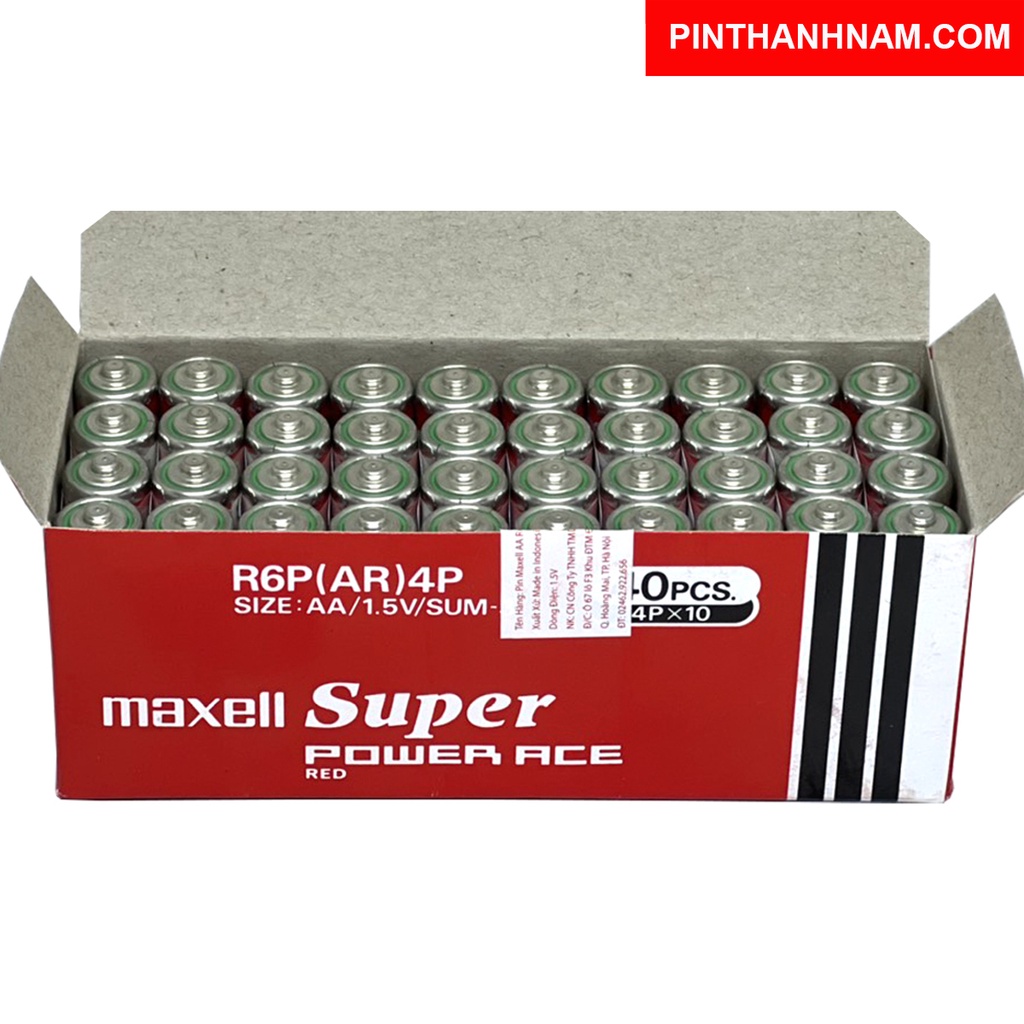 Hộp 40 Viên Pin AA Maxell ( pin tiểu ) Siêu Bền R6P Chính Hãng