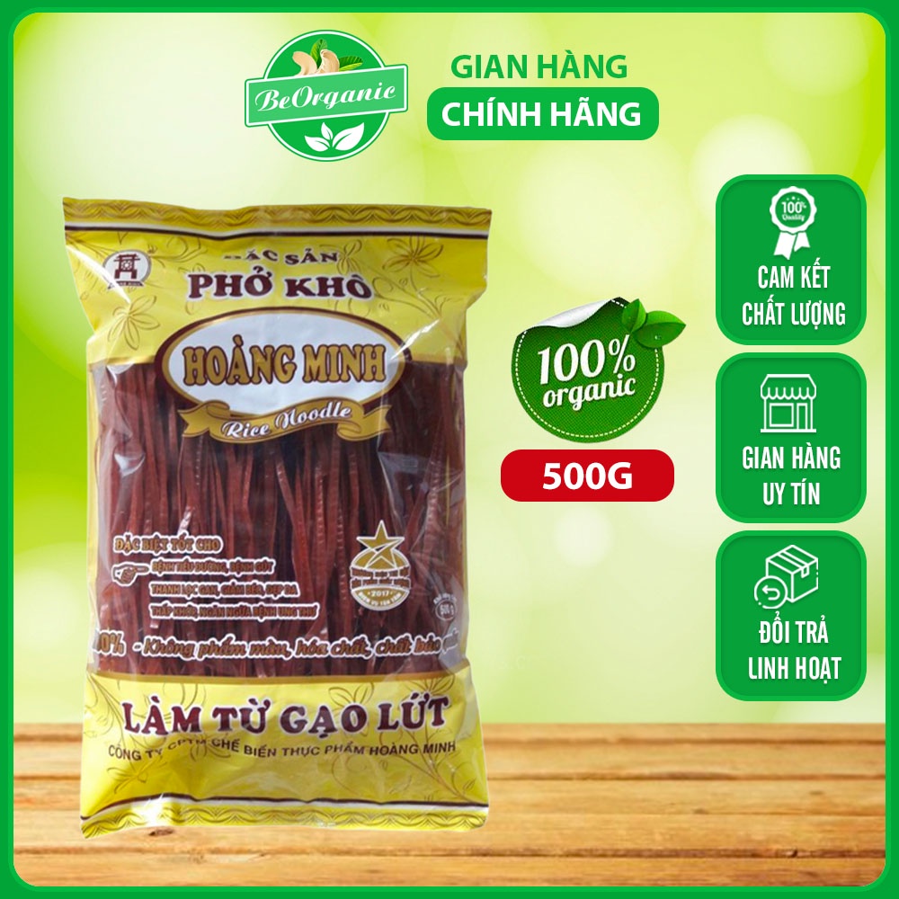 Phở Gạo Lứt Hoàng Minh 500gram Beorganic - Eat Clean, Hữu Cơ, Eco Food Thức Ăn Healthy Giảm Cân Dành Cho Người Ăn Kiêng