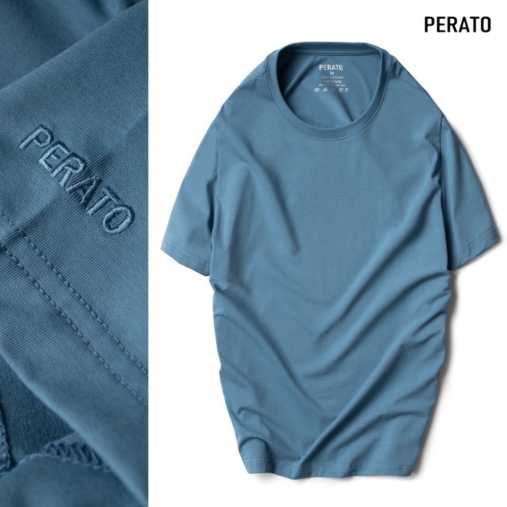 Áo Thun Nam Ngắn Tay Không Cổ PERATO (6 Màu), Chất Liệu Mềm Mại, Thấm Hút Nhanh Chóng, Bền Màu (TSOP21004-03) | BigBuy360 - bigbuy360.vn