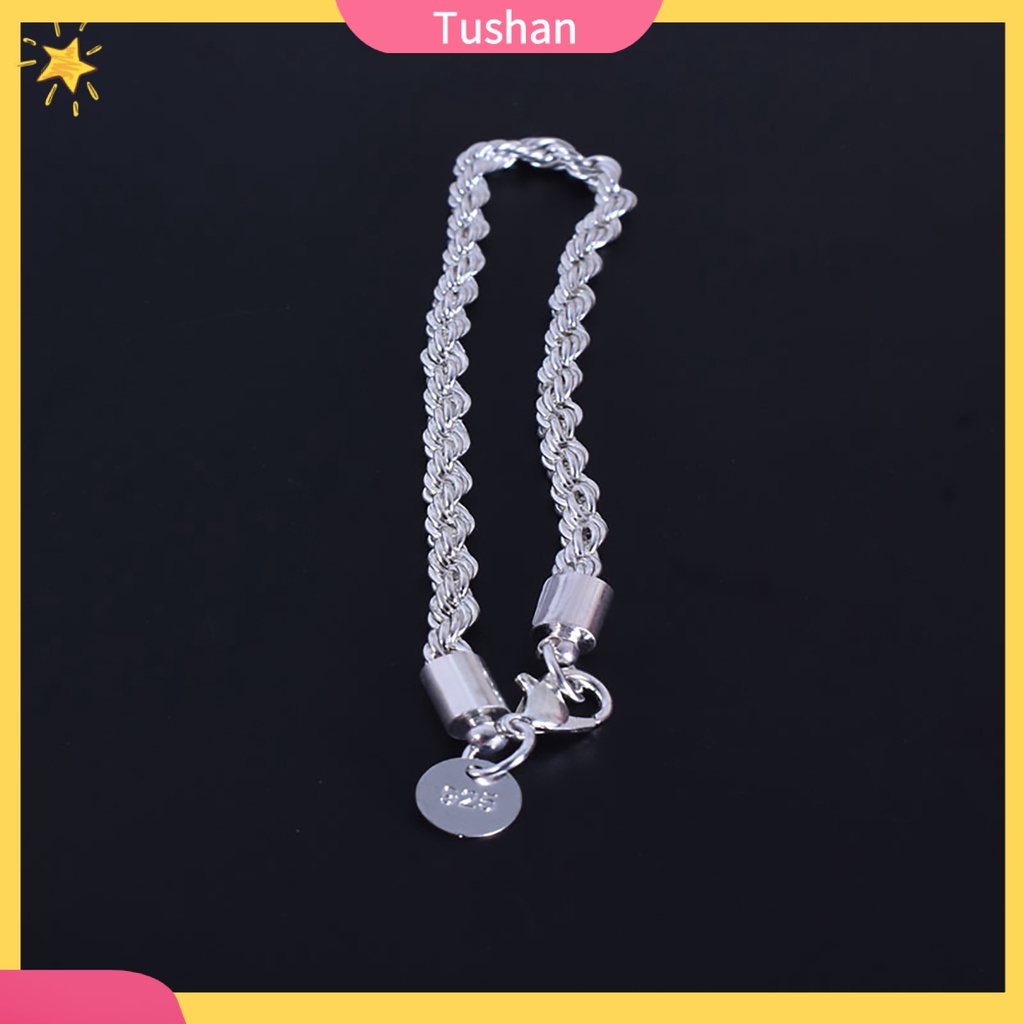 Vòng tay mạ bạc 925 dạng xoắn đính đá xinh xắn