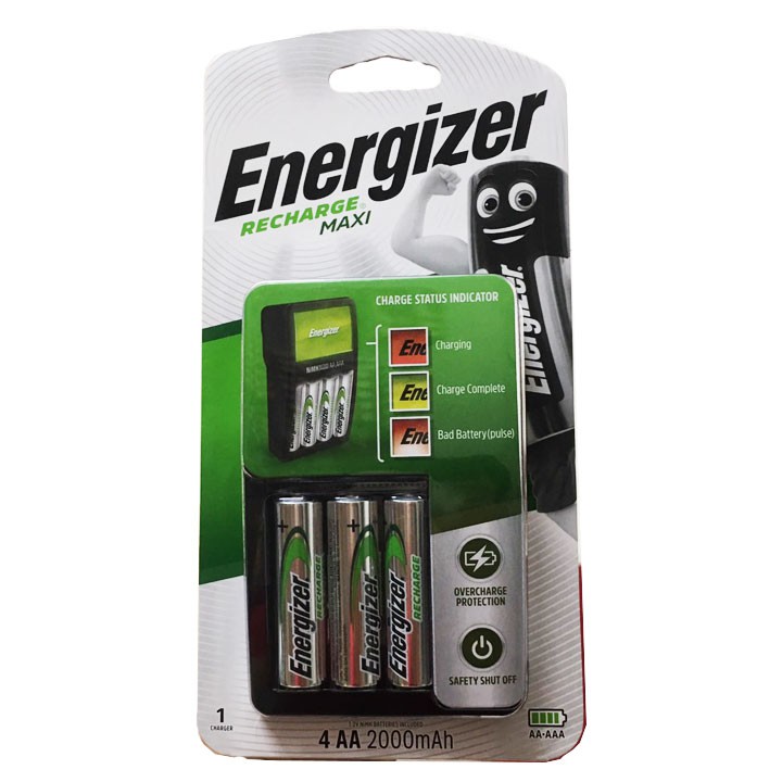 [BẢO HÀNH 6 THÁNG BAO ĐỔI TRẢ] Máy Sạc Pin AA,AAA ENERGIZER CHVCM4 MAXI Kèm 4 Viên Pin Sạc AA 2000MAH.