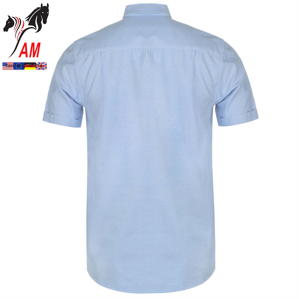 [100% Cotton - Sale] Áo sơ mi nam Ngắn tay Pierre Cardin Panel Short Sleeve Shirt  (Blue/White _ Size EU - UK)