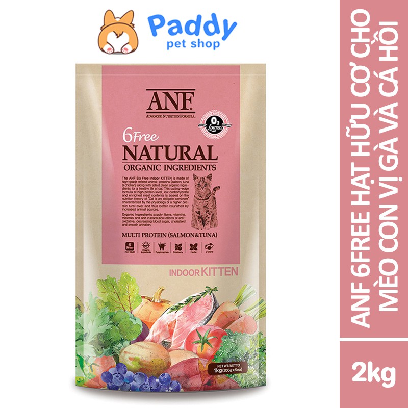 [2kg] Hạt Hữu Cơ ANF 6Free Cho Mèo Con - Cá Hồi &amp; Gà