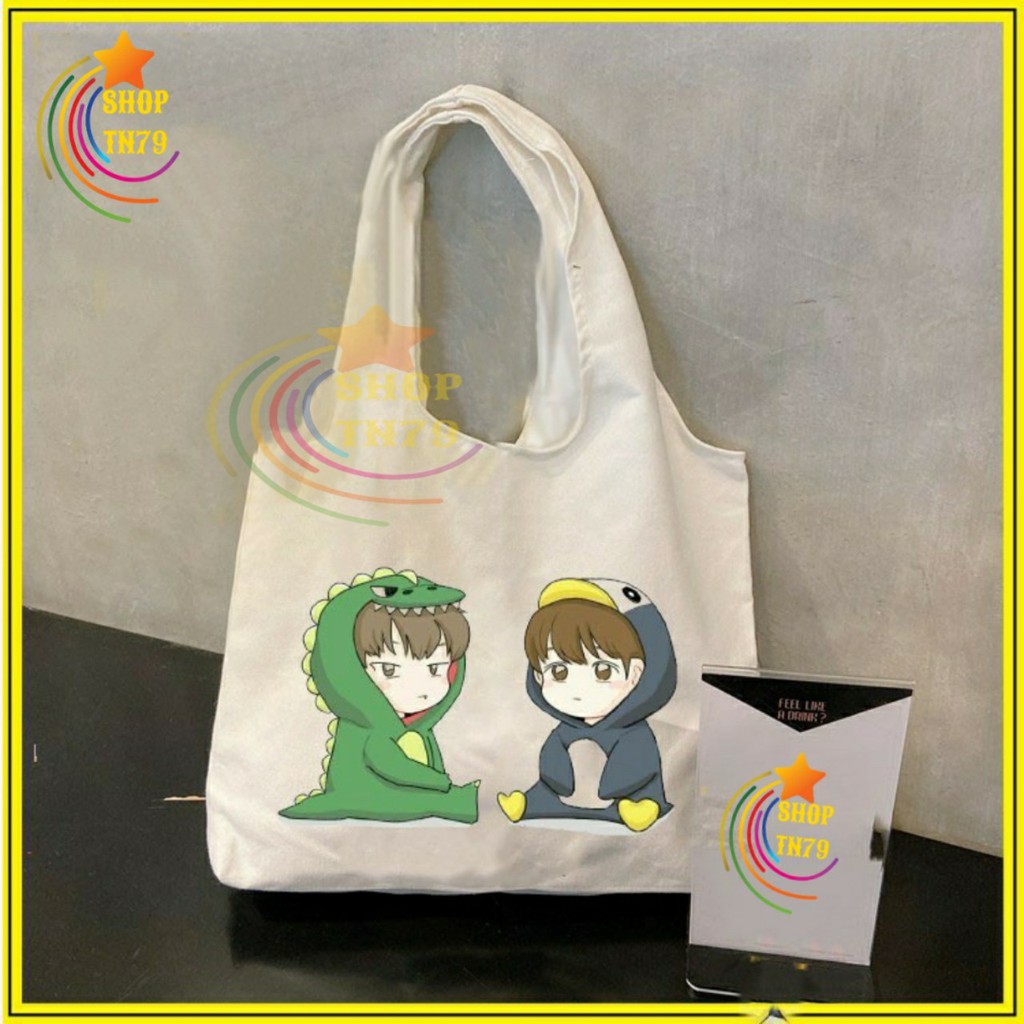 Túi đeo vai thời trang vải canvas mềm loại to đi hoc , đi chơi , đi làm đều rất đẹp - 2 NHÓC CÁ SẤU+VỊT