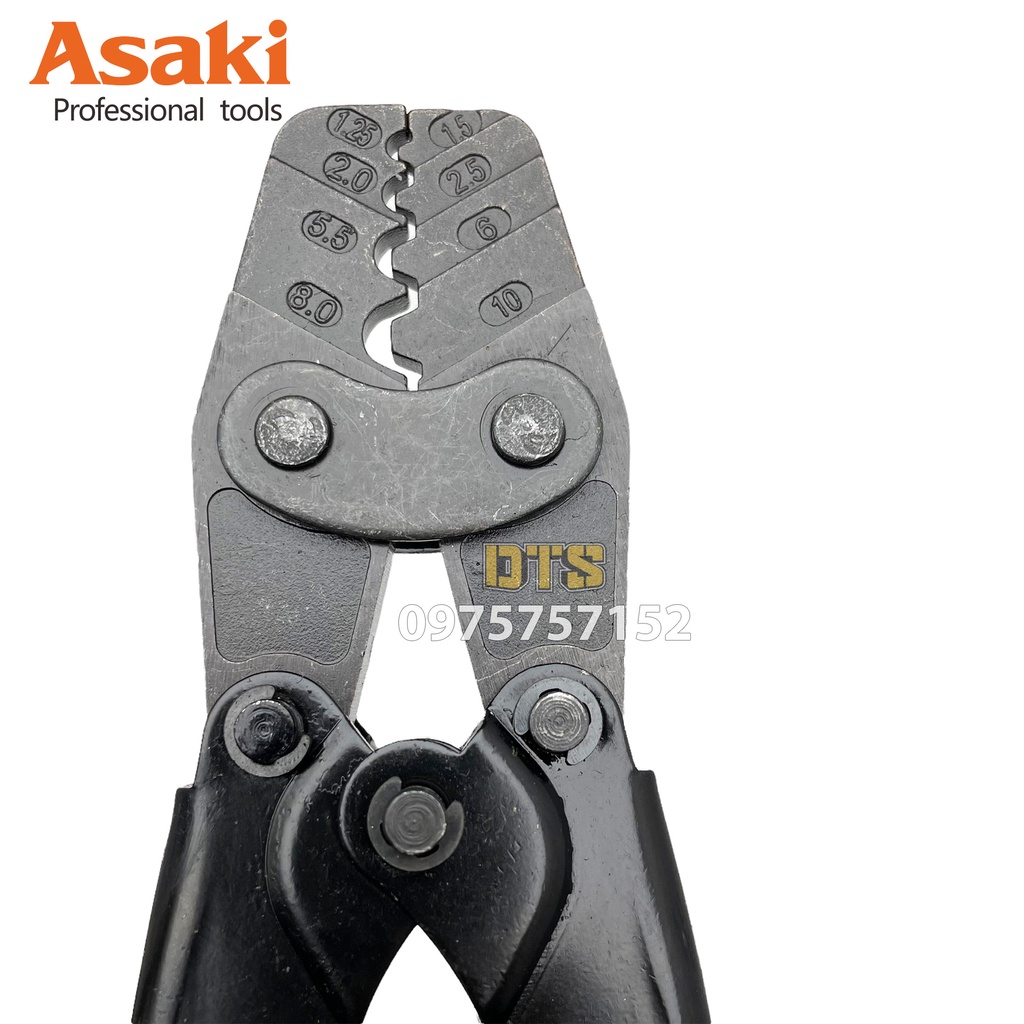Kìm bấm cos 8L 1.25 -&gt; 10mm2 Asaki AK-9111 (Kềm bấm cốt 8L)
