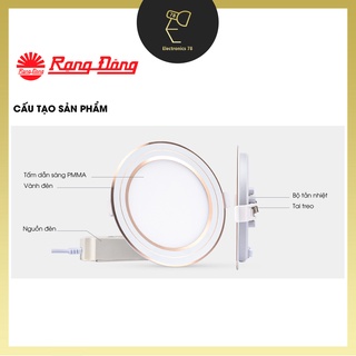 [Chính Hãng] Đèn Led Panel Âm Trần Đổi Màu 3 Chế Độ Rạng Đông 7W/9W/12W, Viền Vàng/Bạc
