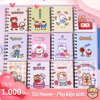 (50 mẫu) Sổ ghi chép cầm tay mini lò xo , sổ tay ghi chú gáy xoắn hoạt hình dễ thương T2 Sồi House