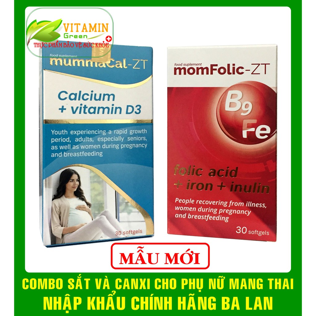 COMBO SẮT CANXI BẦU MUMMACAL-ZT MOMFOLIC-ZT | NHẬP KHẨU CHÍNH HÃNG BALAN