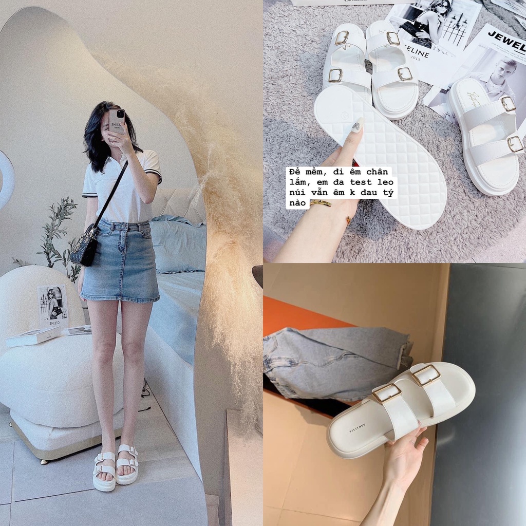 Dép trắng khoá đế cao kiểu mới