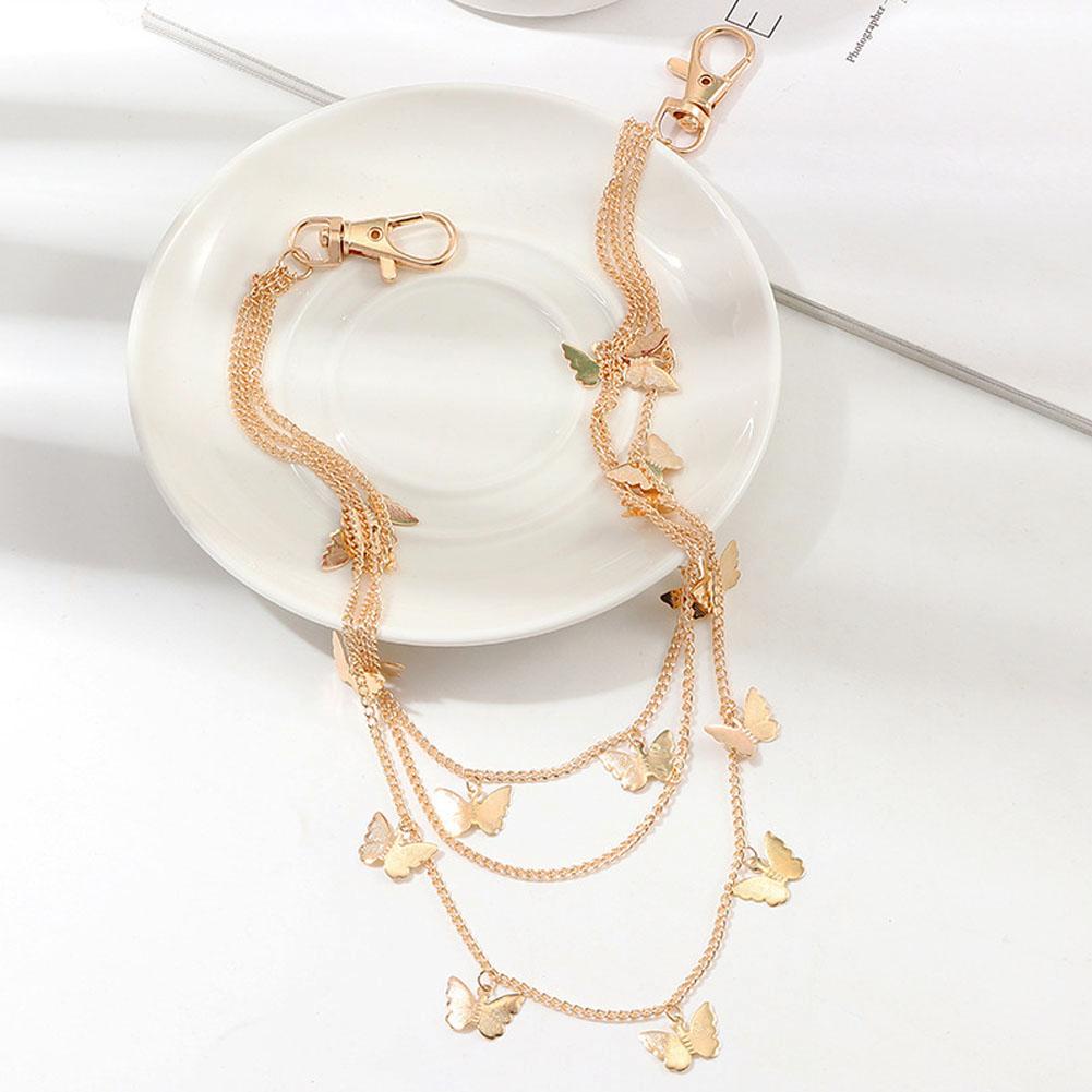 Dây Xích Đeo Thắt Lưng Nhiều Lớp Bằng Kim Loại Hình Bướm Thời Trang Cho Nữ