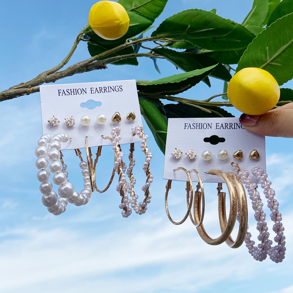 iF YOU Set bông tai hình bướm đính ngọc trai nhân tạo thời trang