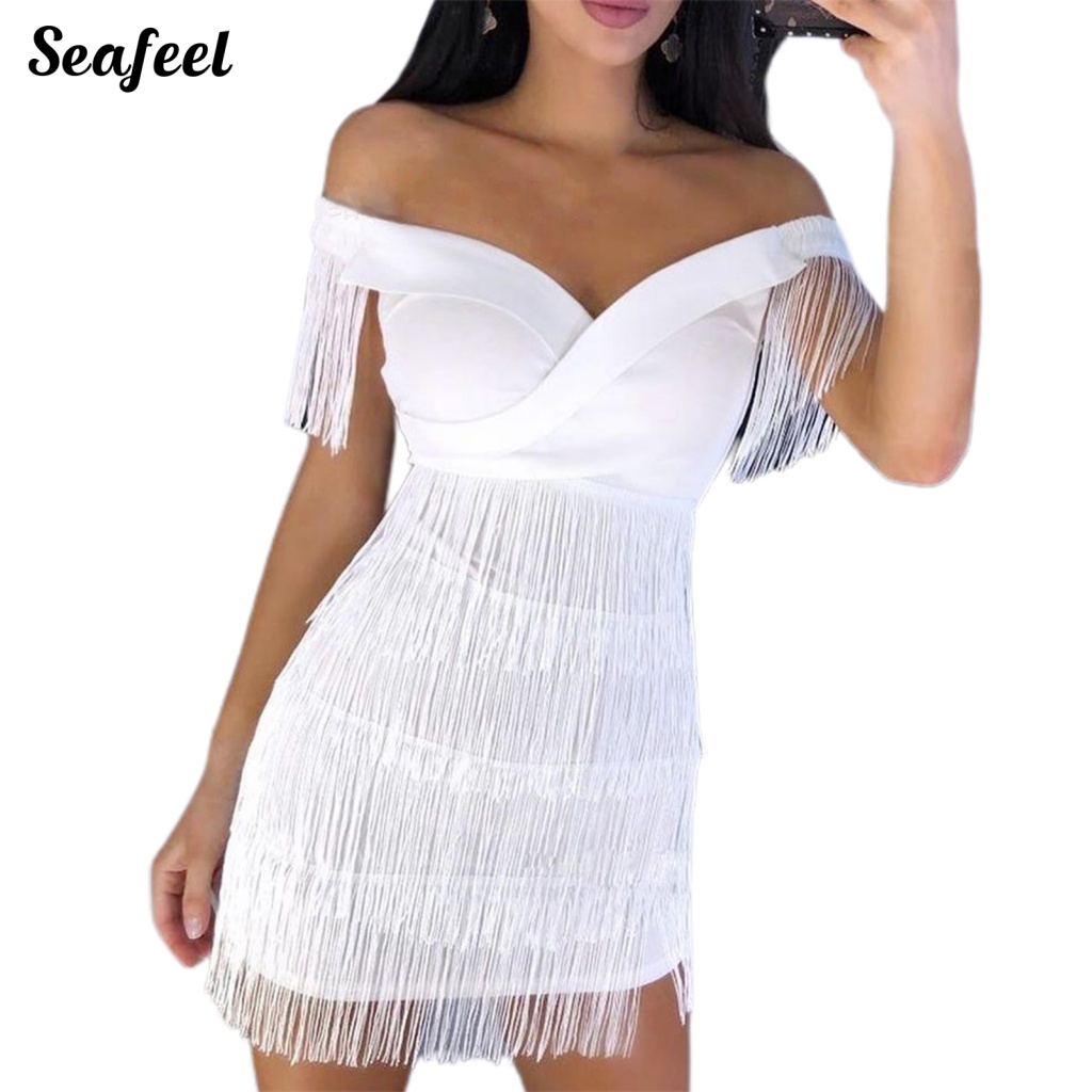 Váy body Phối Tua Rua Chống Mài Mòn Thời Trang Quyến Rũ Cho Nữ