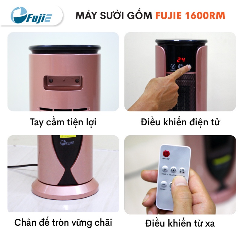 Quạt sưởi gốm Ceramic FujiE CH-1600RM Quạt sưởi ấm không phát sáng - Không khô da - Công nghệ Nhật Bản