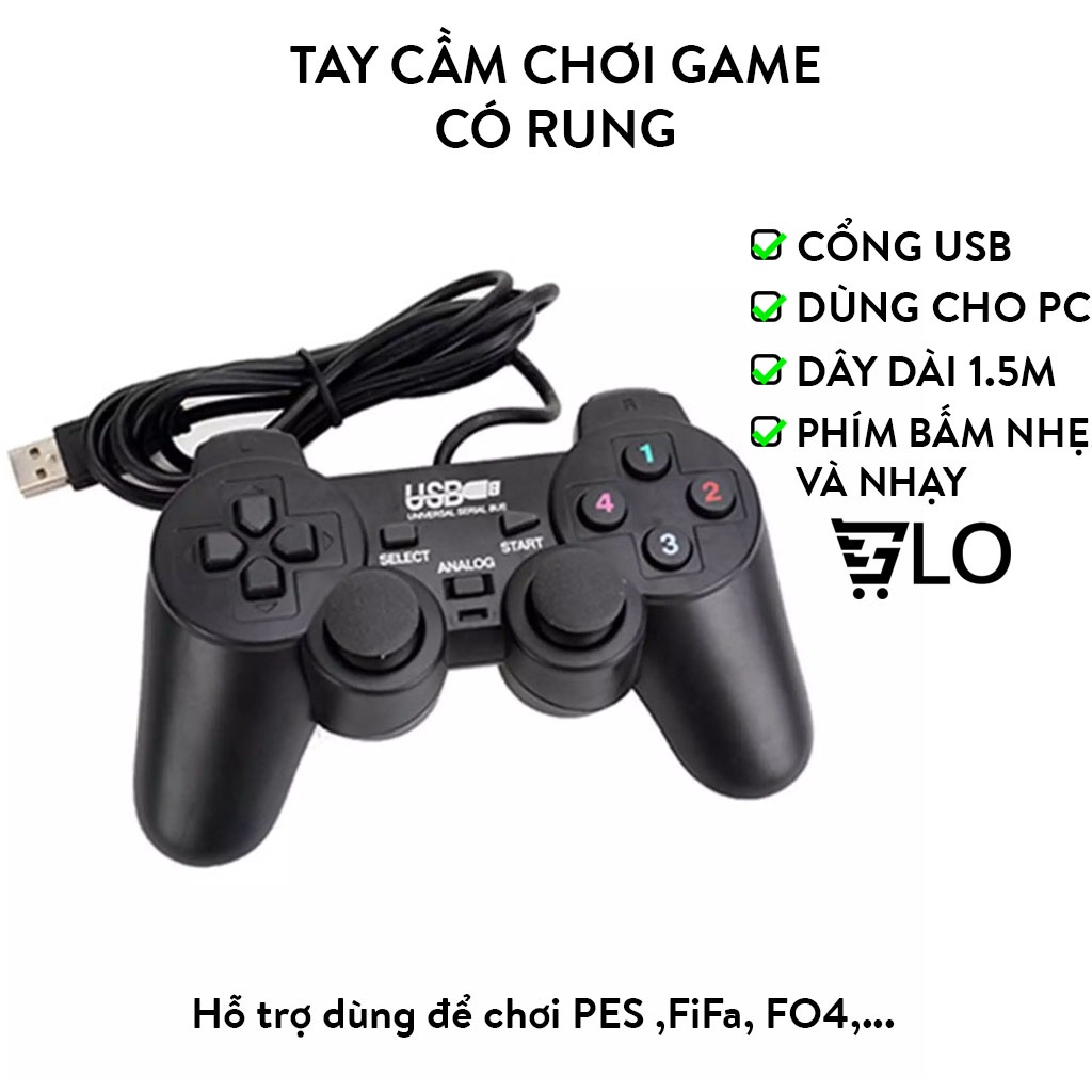 Tay Cầm Chơi Game Đơn Có Rung Cổng USB - Gamepad Cho PC Laptop Chơi FO4, Genshin Impact