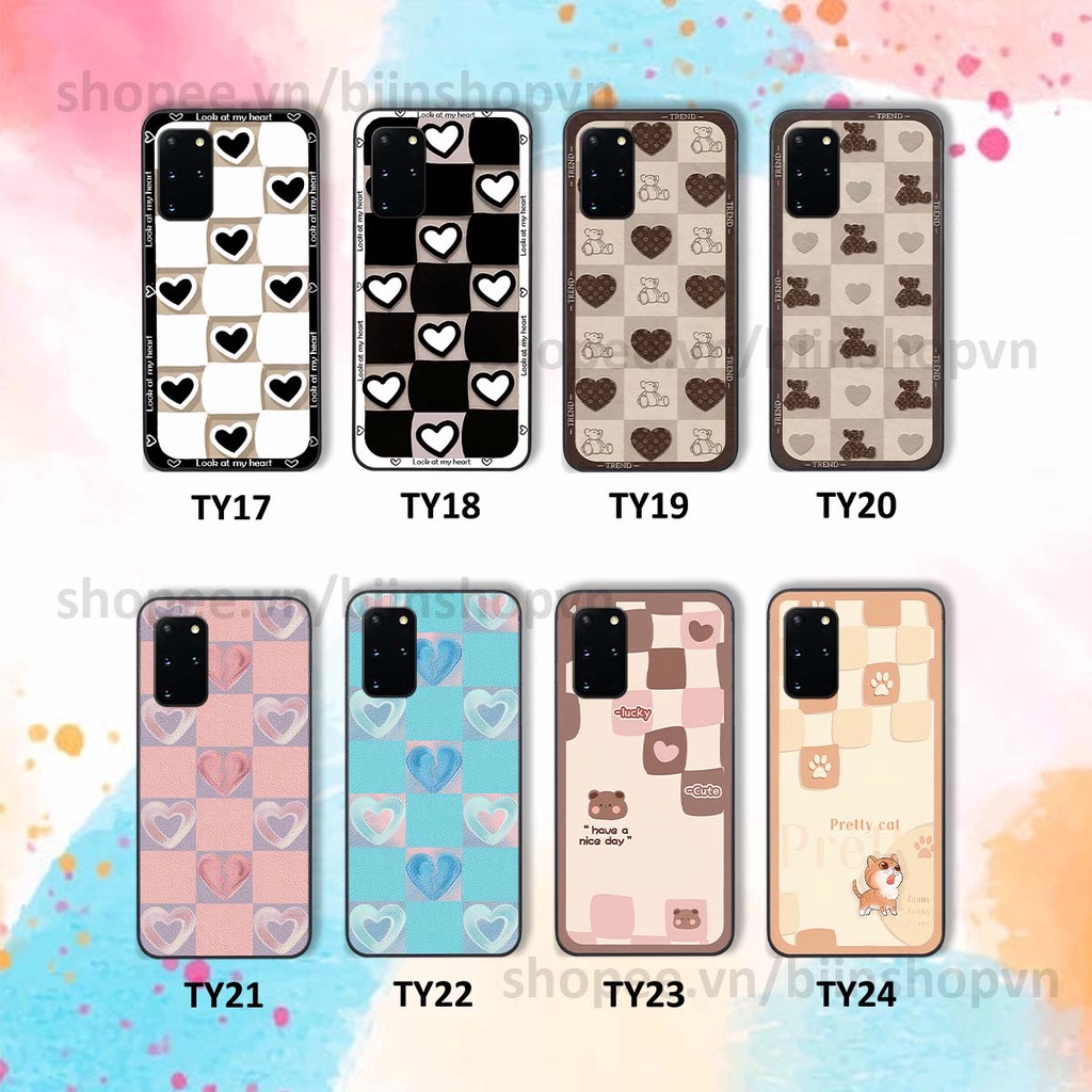 Ốp Samsung S20 / S20 Plus / S20+ caro trái tim nhiều màu sắc, đầy cá tính, khẳng định phong cách