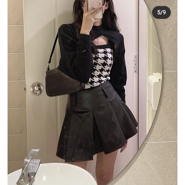 [HÀNG SẴN]SET ÁO LEN PHỐI KẺ ZICZAC CUT OUT LẠ MẮT HÀNG QUẢNG CHÂU | BigBuy360 - bigbuy360.vn