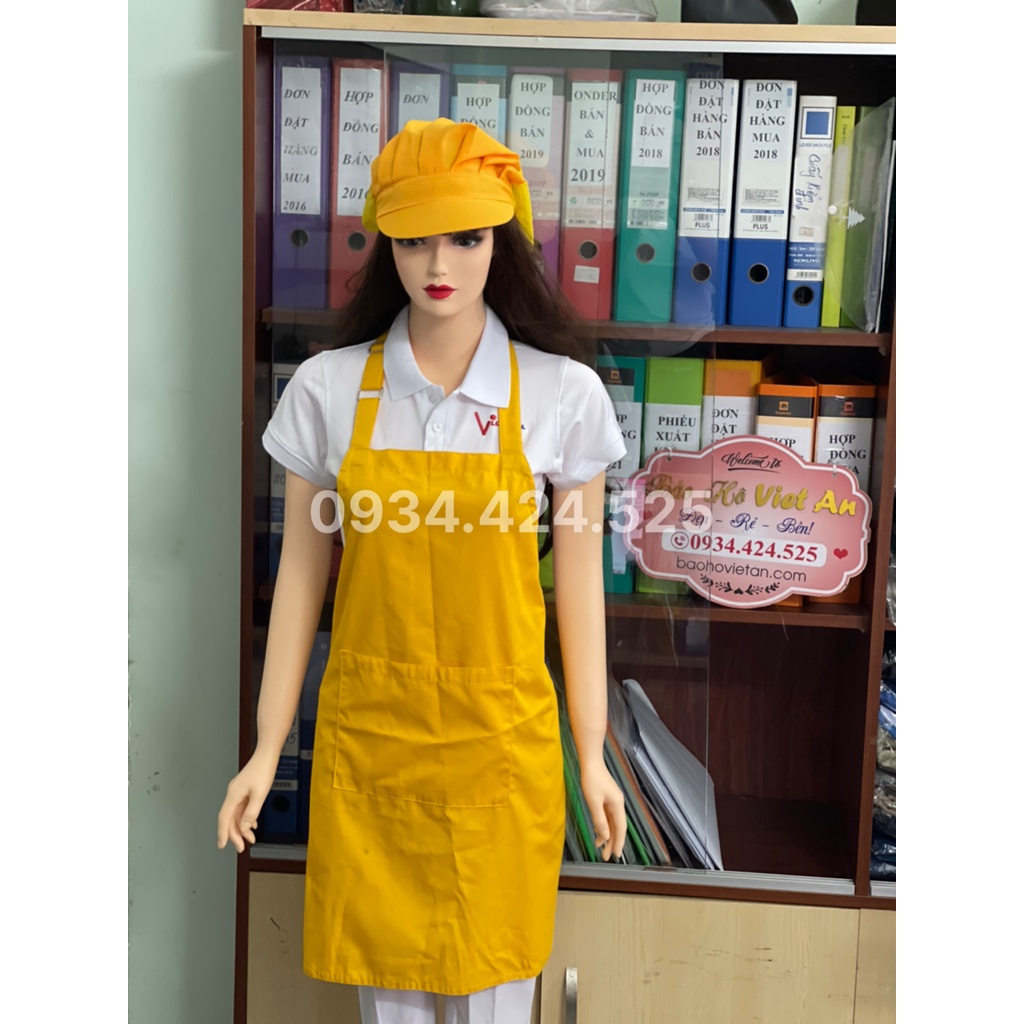 Tạp dề yếm dùng trong ngành pha chế, phục vụ màu Vàng trơn