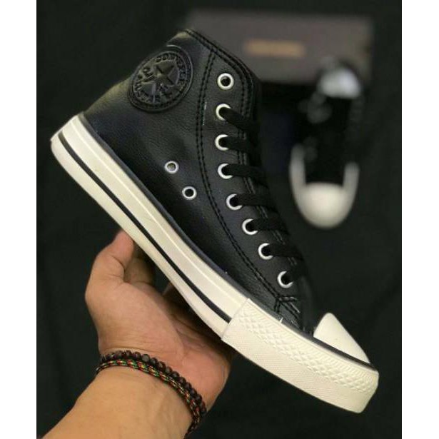 Giày Thể Thao Converse Cổ Cao Chất Liệu Da Màu Trắng Đen Size 36-43