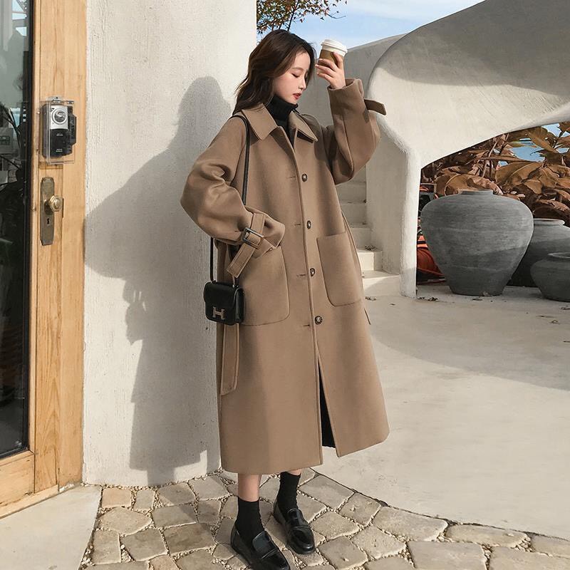 Áo dạ nữ dáng dài 2 lớp dày dặn kèm đai phong cách thời trang Hần Quốc (kèm video tự quay) | BigBuy360 - bigbuy360.vn