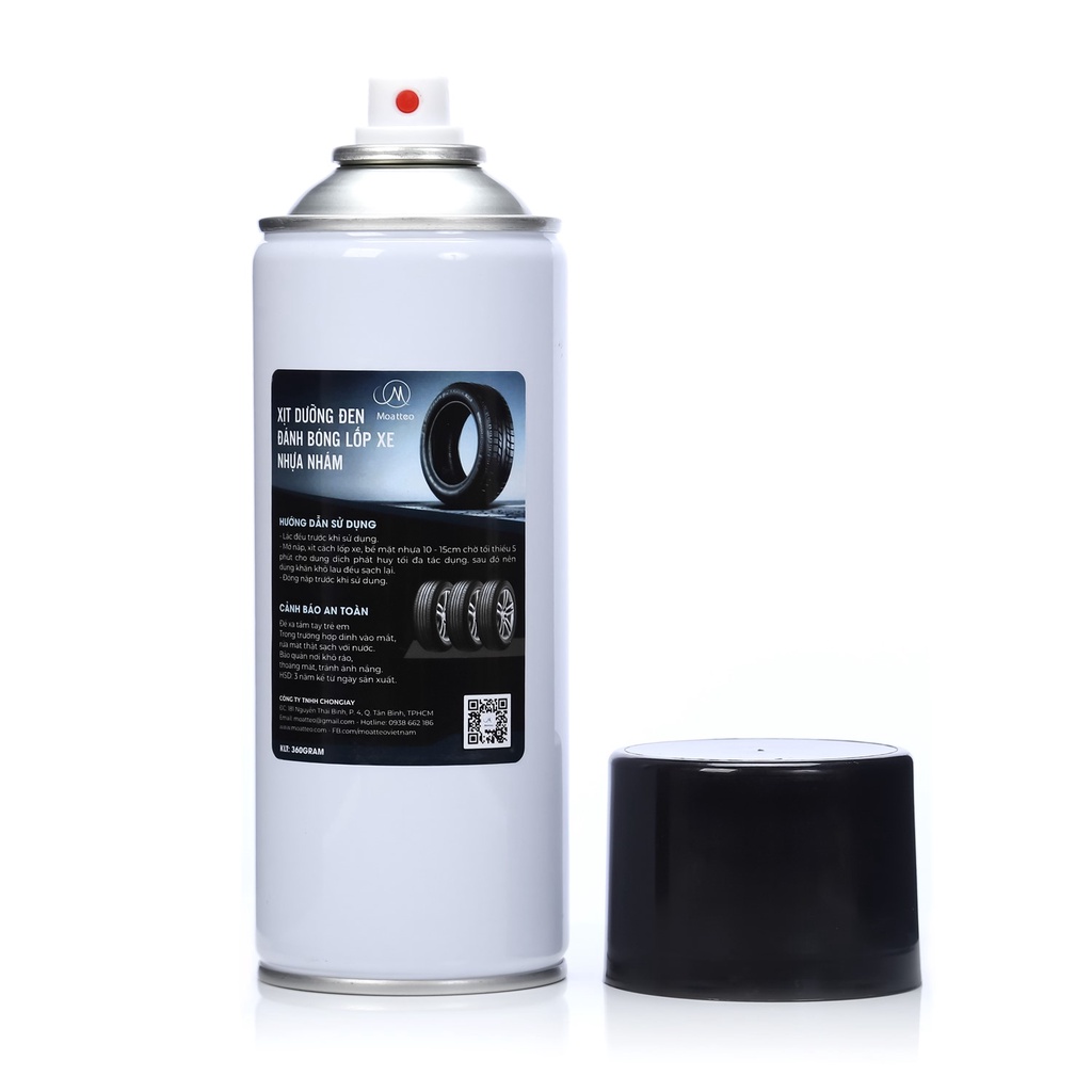 Xịt bóng lốp xe, phục hồi và dưỡng đen nhựa nhám cho ô tô - xe máy MOATTEO 400ML