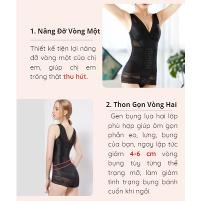Body gen định hình toàn thân, giảm eo tạo dáng có móc cài