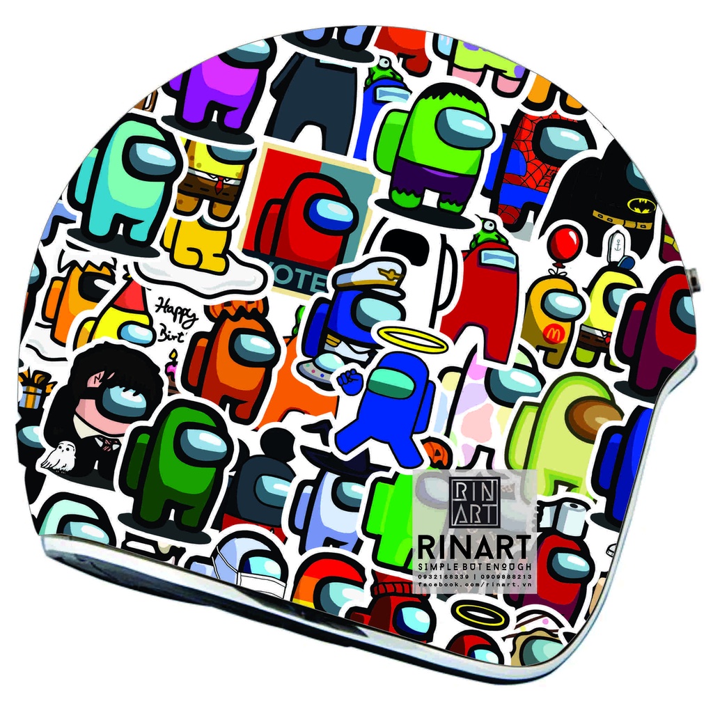 Bộ 200 sticker among us phiên bản mới cá tính chống nước dán trang trí vali mũ bảo hiểm xe máy laptop điện thoại