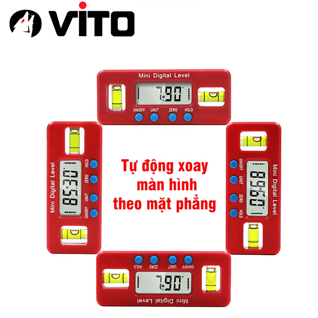 Thước Thủy Livo VITO Đo Góc Nghiêng, Độ Dốc Điện Tử Bỏ Túi Mini