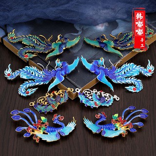 DROPS Trâm Cài Tóc Handmade Màu Xanh Phượng Hoàng Z39