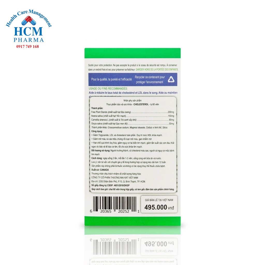 Viên Uống Giảm Mỡ Máu ORGANIKA CHOLESTEROL 60V nhập khẩu Canada KAT04